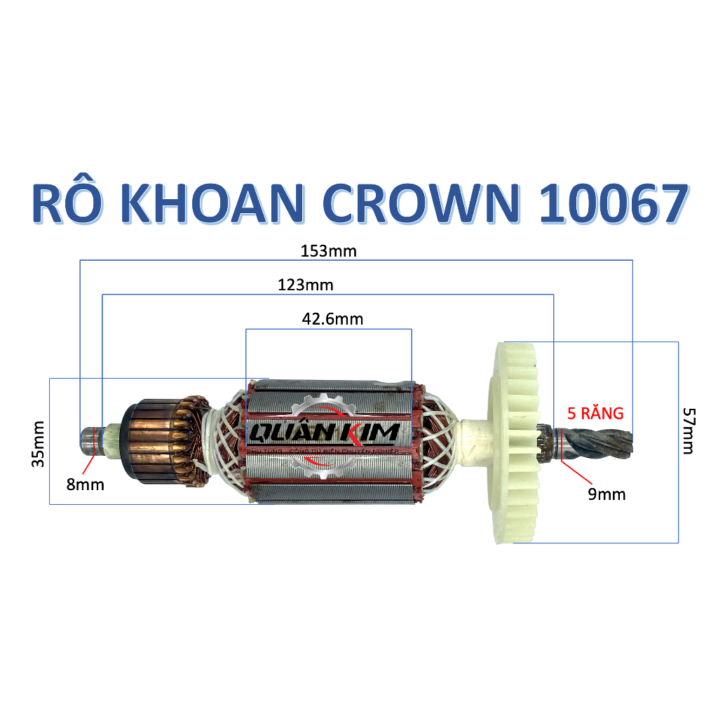 rotor/ruột máy khoan crown 10067 tặng kèm chổi than tương ứng