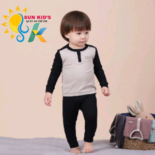   Xả kho 49k  - Đồ bộ dài tay cho bé trai bé gái chất cotton thun lạnh - Set quần áo mặc nhà bổ trụ phối tay size 8-20 kg 