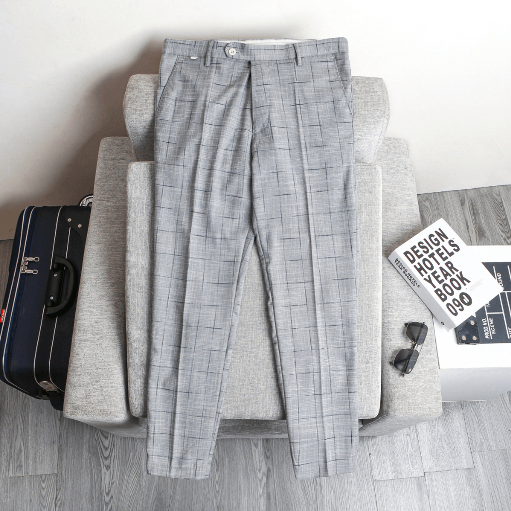 Quần âu cotton kẻ karo
