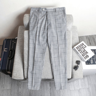 Quần âu cotton kẻ karo