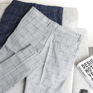 Quần âu cotton kẻ karo