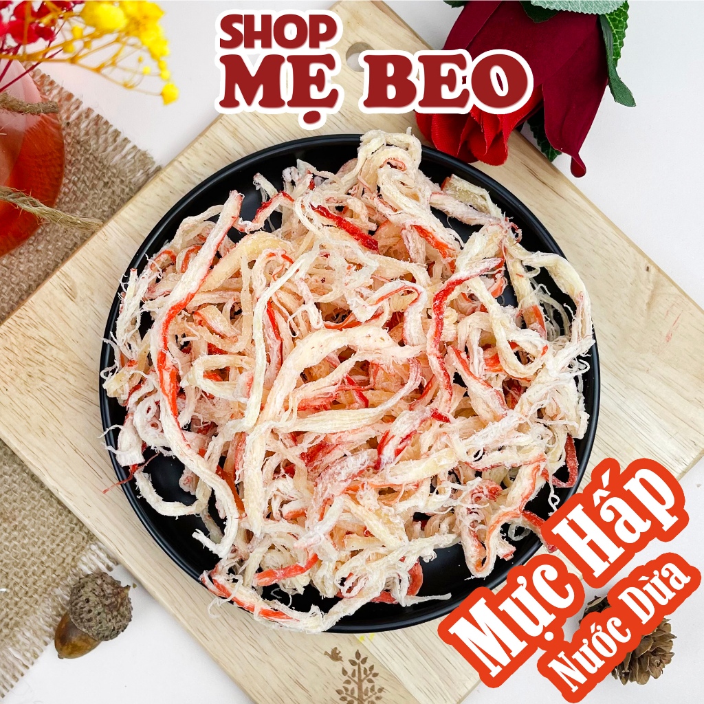 250Gr Mực Hấp Nước Dừa Xé Sợi Loại 1 Ăn Vặt Shop Mẹ Beo