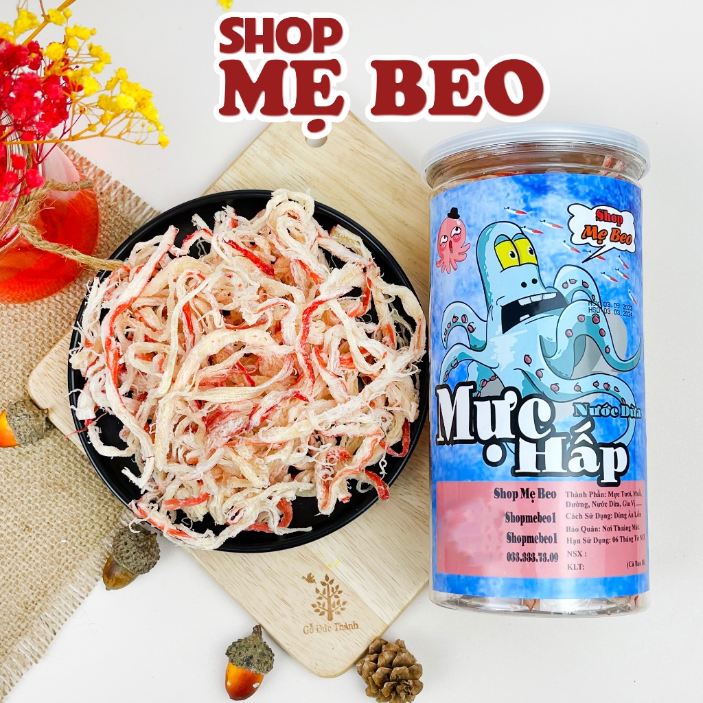 250Gr Mực Hấp Nước Dừa Xé Sợi Loại 1 Ăn Vặt Shop Mẹ Beo
