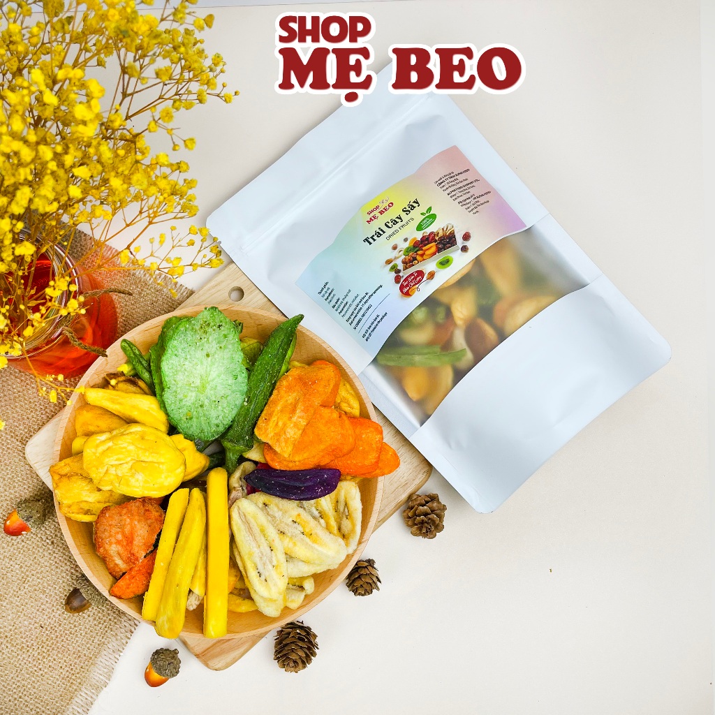 250Gr Trái Cây Thập Cẩm Sấy Giòn Nguyên Miếng Shop Mẹ Beo