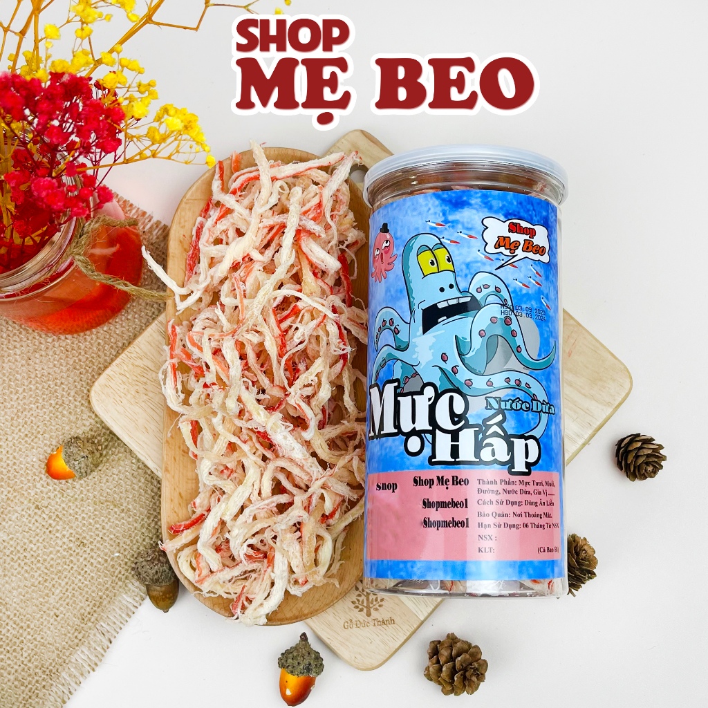 250Gr Mực Hấp Nước Dừa Xé Sợi Loại 1 Ăn Vặt Shop Mẹ Beo