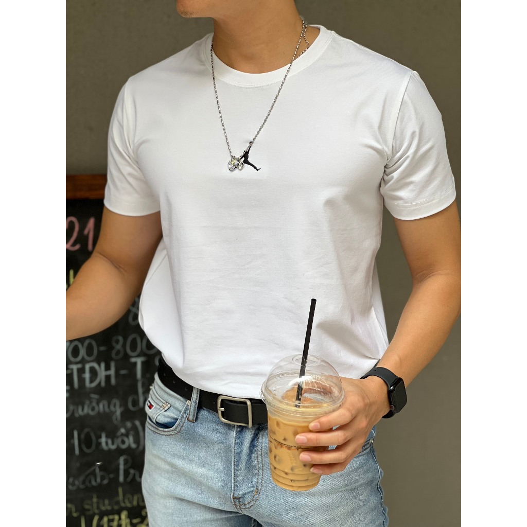 Áo thun cổ tròn thêu Logo hình người J-o-r-d-a-----n dày dặn vải co dãn 4 chiều cực xịn