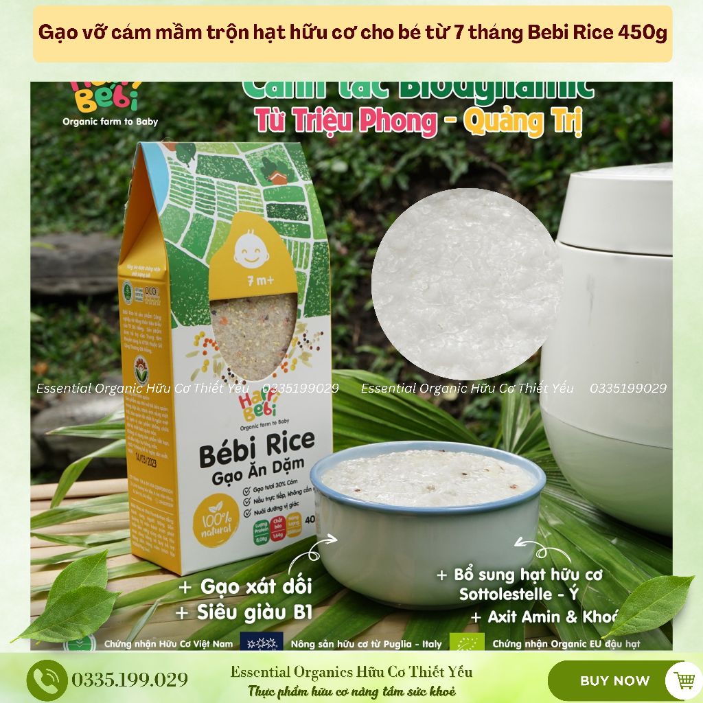 Gạo Hữu Cơ Cho Bé Ăn Dặm ORGANIC LIFE Bebi Rice 450g Giàu Dinh Dưỡng Không Chất Bảo Quản