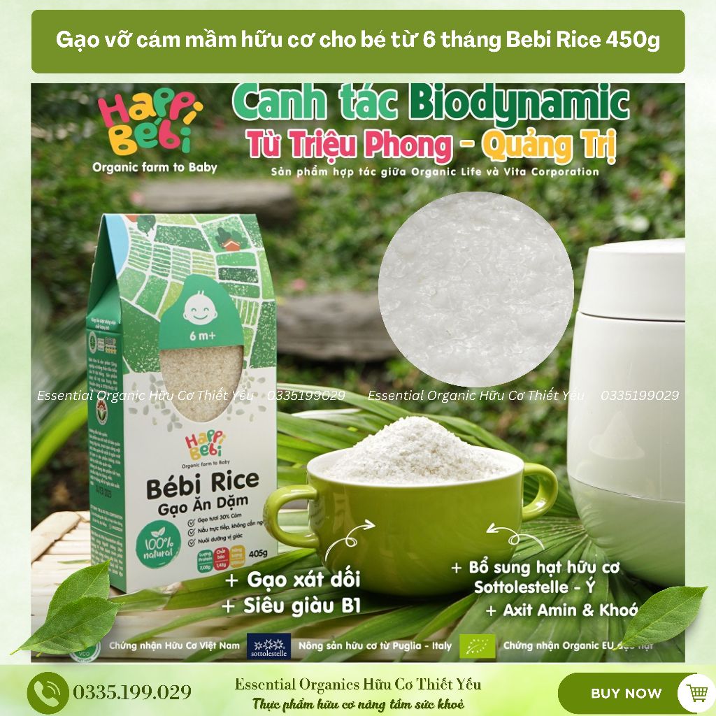 Gạo Hữu Cơ Cho Bé Ăn Dặm ORGANIC LIFE Bebi Rice 450g Giàu Dinh Dưỡng Không Chất Bảo Quản