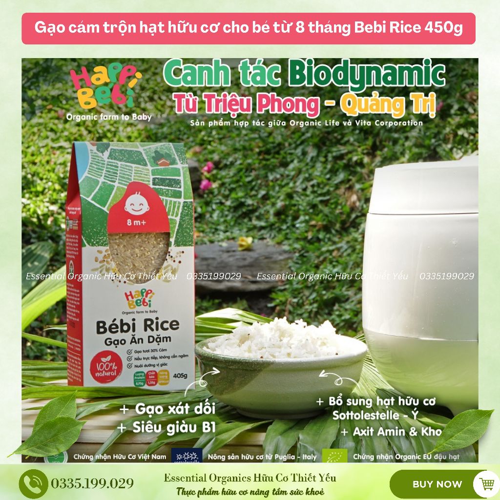Gạo Hữu Cơ Cho Bé Ăn Dặm ORGANIC LIFE Bebi Rice 450g Giàu Dinh Dưỡng Không Chất Bảo Quản