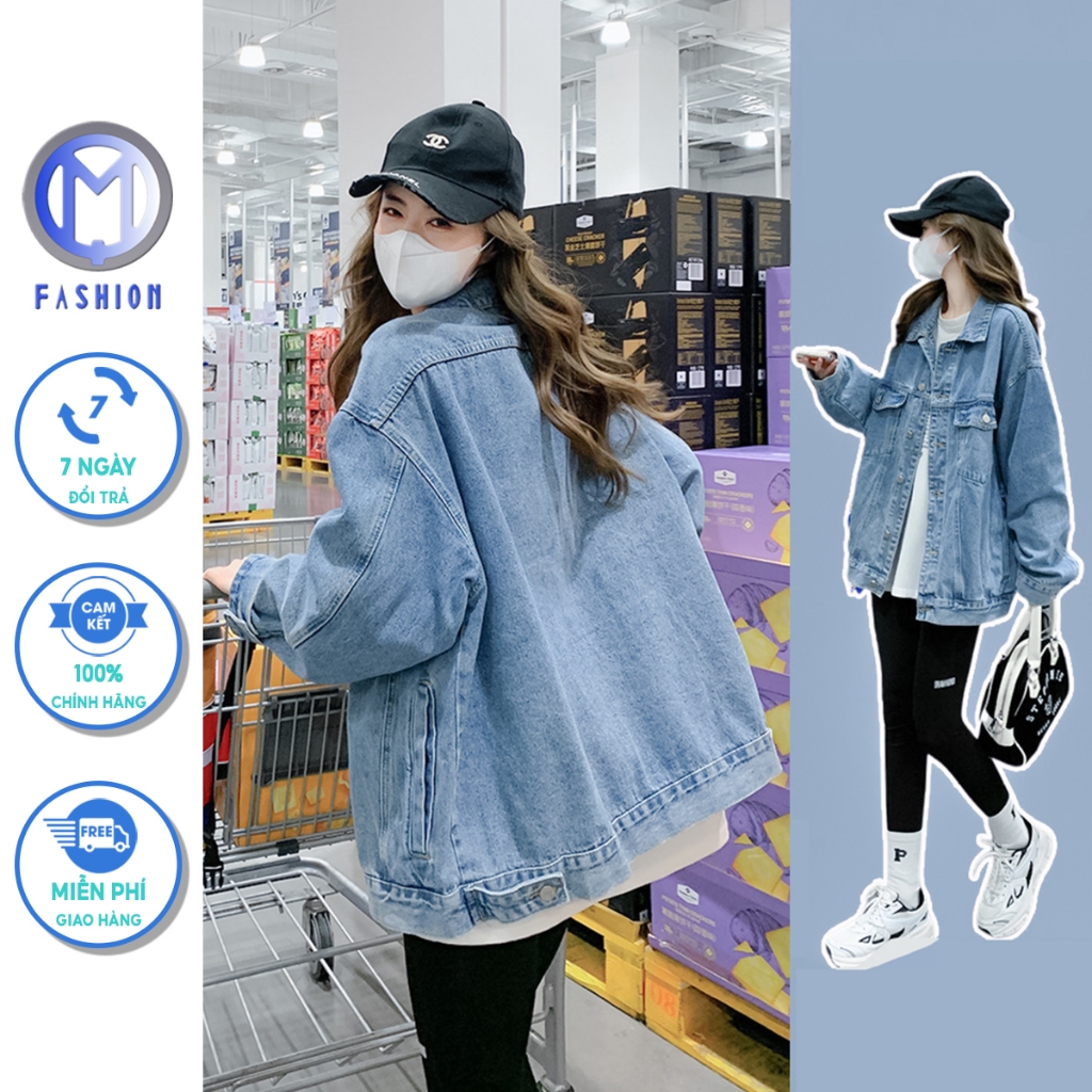 Áo khoác jean nữ form rộng M Fashion cao cấp bigsize phong cách hàn quốc