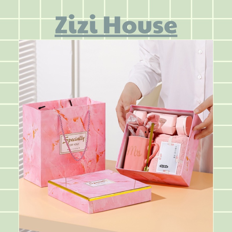 Set cốc 5 món kèm túi hộp lịch sự ,quà tặng 8/3,20/10,20/11 - Zizi House