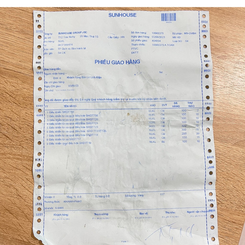 Remote, Điều Khiển Quạt Sunhouse SHD7719,7720,7721,7722,7723  Chính Hãng Mới 100%