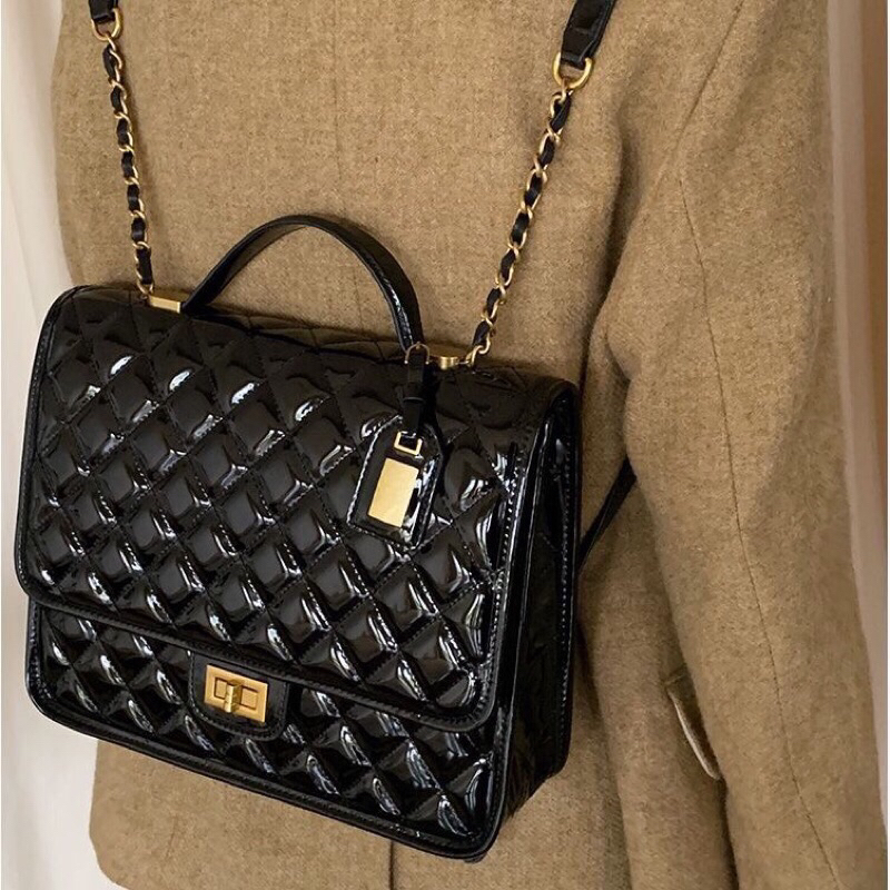 Balô mini Zara đeo vai đeo chéo da trần trám