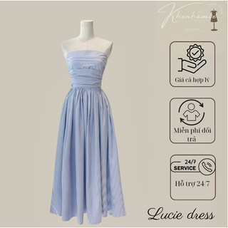 Lucie dress - Đầm maxi, đầm đi biển cúp ngực dáng dài hoạ tiết sọc basic, đầm xếp ngực sọc kate lưng chun xinh cho nữ