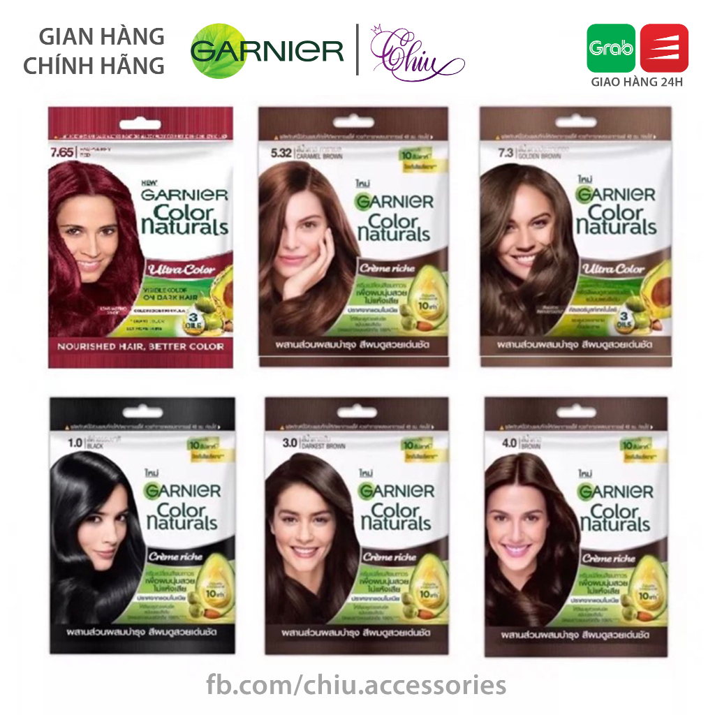 Thuốc nhuộm tóc Garnier Color Naturals Hair chứa 3 loại tinh dầu Bơ, Hạnh nhân & Olive cô đặc gấp 10 lần