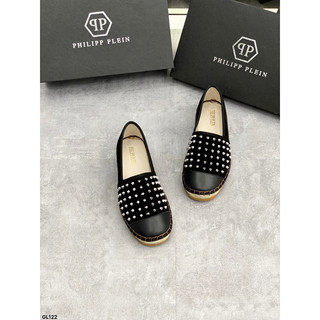 Giày lười slipon cói qp đính đinh mix da cao cấp