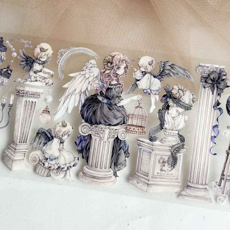 Saunery - Băng dán PET tape ánh nhũ 3D thiên nga đen và cô gái - LS