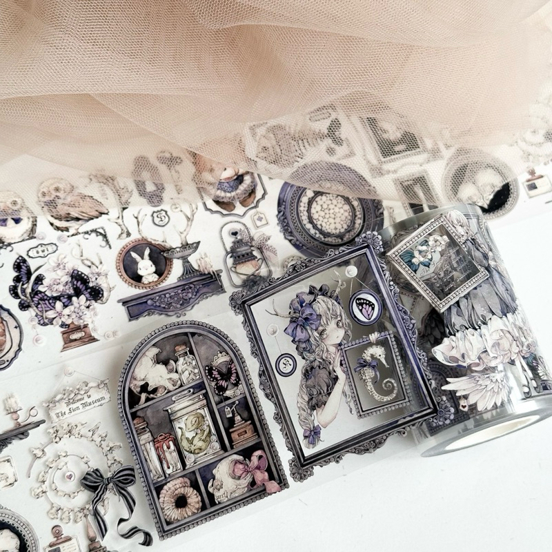 Saunery - Băng dán PET tape ánh nhũ 3D thiên nga đen và cô gái - LS