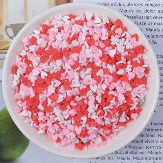 50G, 100gr Cốm Giả / Cốm Fimo Trang Trí Trái Tim Hồng Đỏ Nguyên Liệu Slime