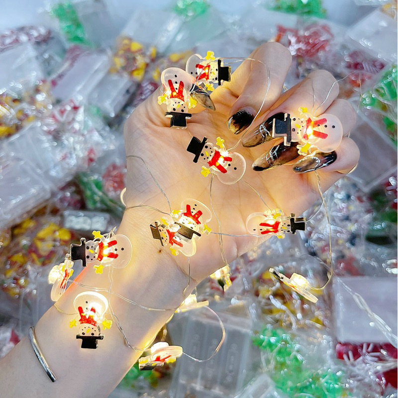 Dây Đèn Ông Già Noel, Người Tuyết, Cây Thông, Chuông, Gậy 2M Phụ Kiện Decor Trang Trí Giáng Sinh