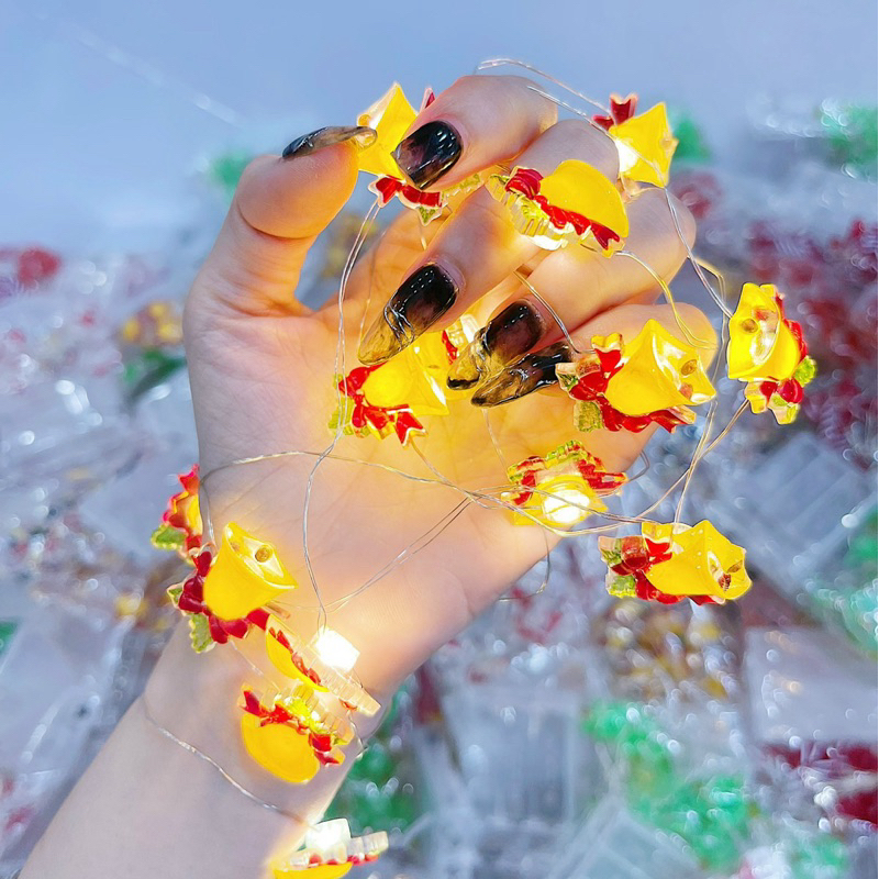 Dây Đèn Ông Già Noel, Người Tuyết, Cây Thông, Chuông, Gậy 2M Phụ Kiện Decor Trang Trí Giáng Sinh