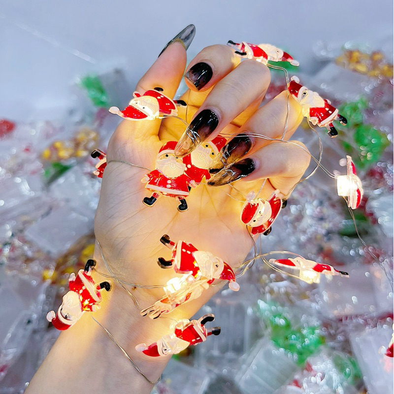 Dây Đèn Ông Già Noel, Người Tuyết, Cây Thông, Chuông, Gậy 2M Phụ Kiện Decor Trang Trí Giáng Sinh