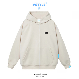 FULL BOX Áo Hoodie Zip Basic Logo Cao Su Vstyle Unisex Local Brand - Trắng