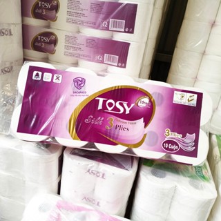 Giấy vệ sinh Tosy cao cấp tím và xanh