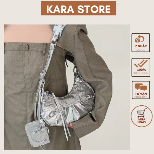 Túi xách nữ đeo vai kẹp nách đính đinh tán (Kèm Gương + Túi Nhỏ có Sẵn) thời trang Hàn Quốc TC082
