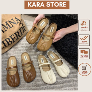 Giày sục nữ đế bệt mũi nhún, quai khuy ngang chất da cao cấp MB01