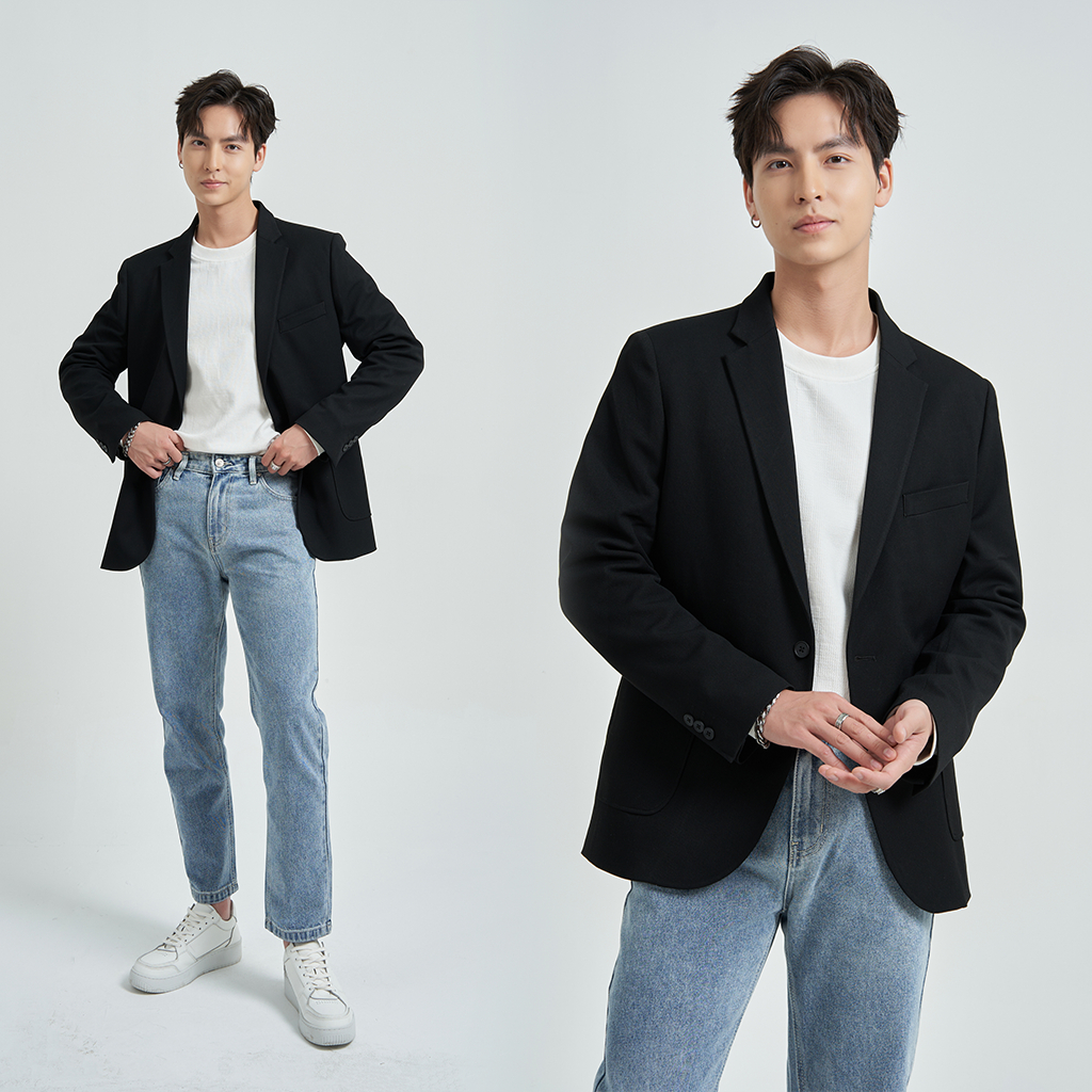 Áo khoác Blazer Nam Local Brand KRIK Form Regular Thiết Kế Cổ Bẻ Vạt Chéo Họa Tiết Sọc Vân BL5503