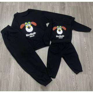 Set đồ mẹ bé chất nỉ tăm thu đông màu đen
