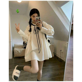 ĐẦM BABY DOLL TRẮNG VIỀN NƠ DÁNG A PC