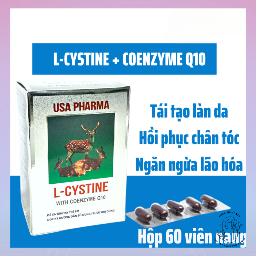 USA PHARMA Viên uống L CYSTINE, Coenzyme Q10 hỗ trợ làm đẹp da