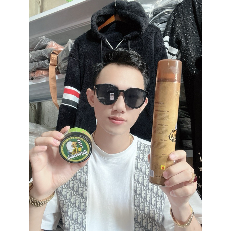 COMPO 3 Món Gôm Dữ Nếp + Sáp Vuốt Tóc Thơm Barbershop + Kính Cao Cấp Dành Cho Namm