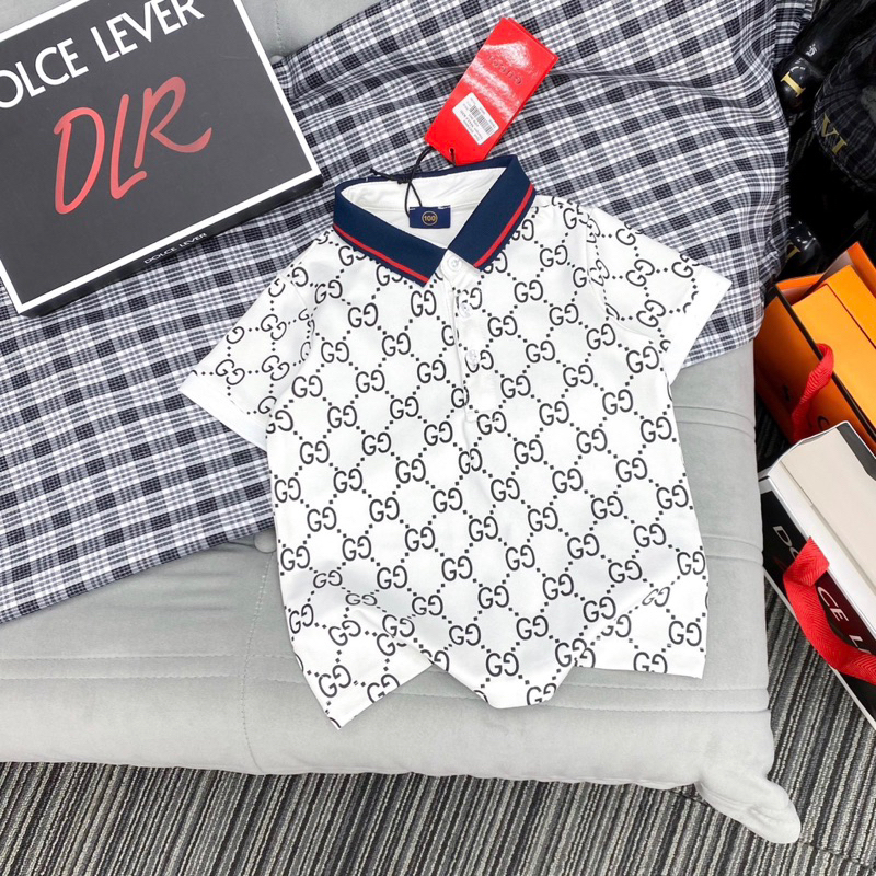 Áo polo hoạ tiết G.C chất poly cá sấu loại đẹp thoáng mát, thấm hút mồ hôi diện đi chơi cho bé size từ 10kg đến 40kg