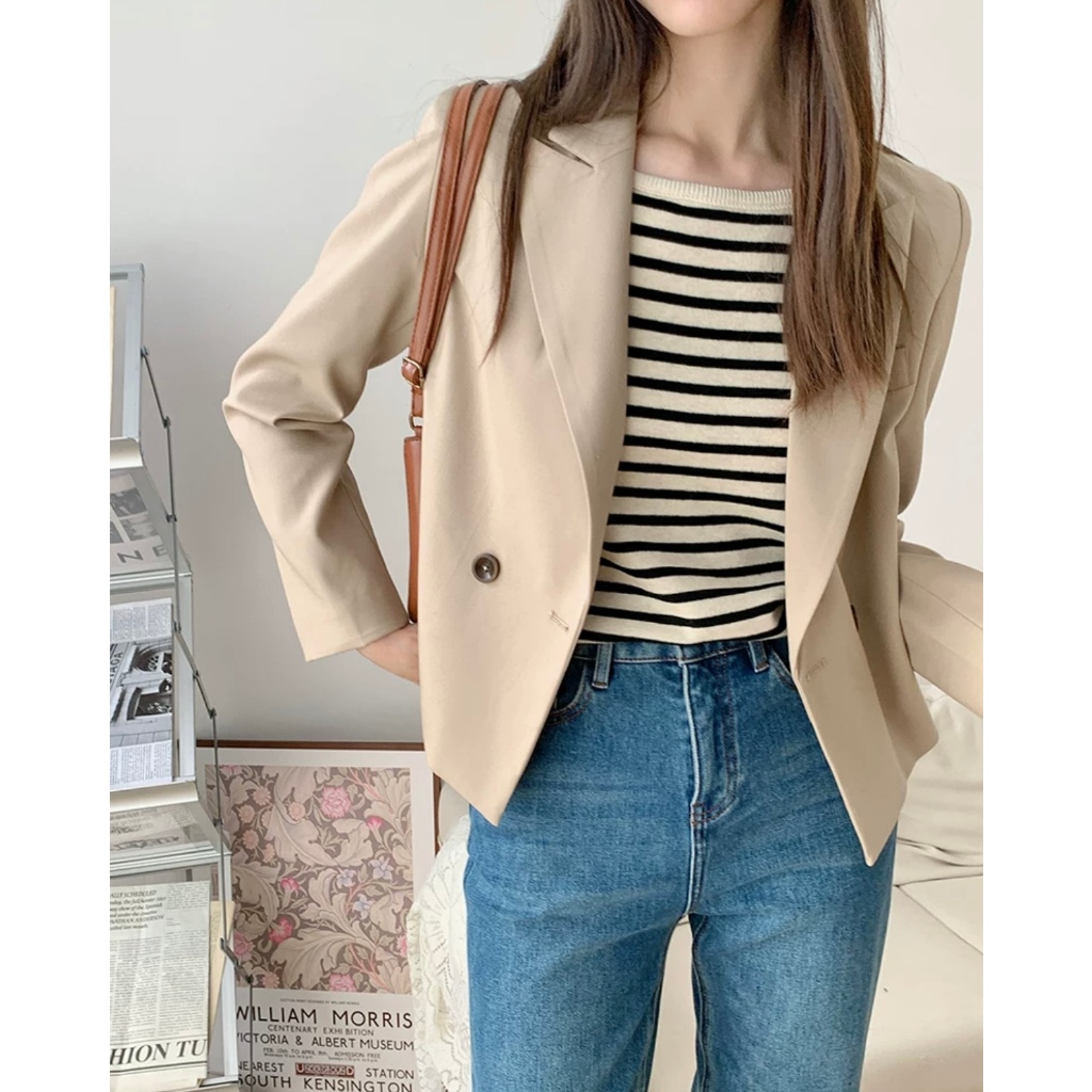 Áo thun kẻ sọc crop sát nách - Nhakholiti - AT2395