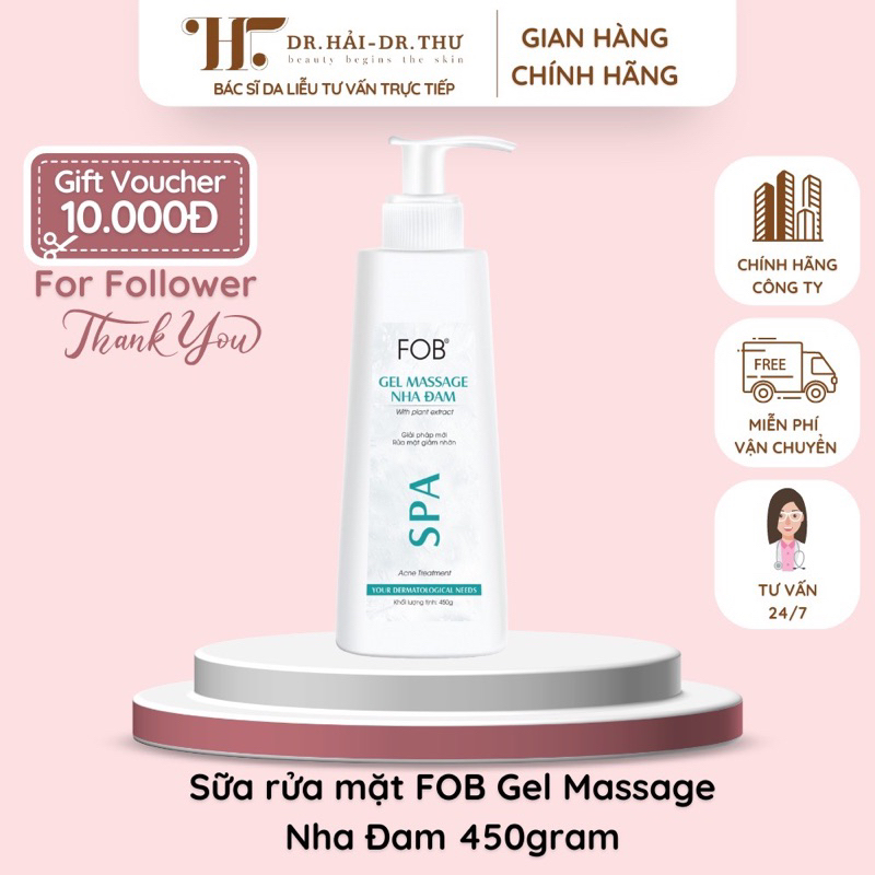 👩🏻‍⚕️[CHÍNH HÃNG] Sữa rửa mặt FOB Gel Massage Nha Đam