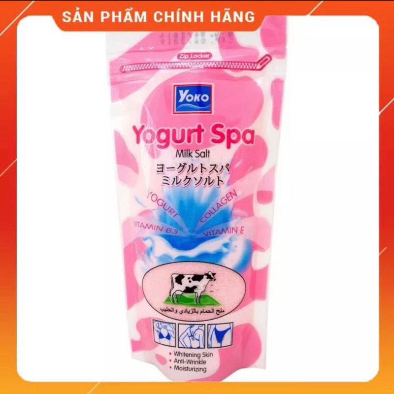 Chính hãng Muối Tắm Tẩy TBC giảm mụn lưng và viêm nang lông, trắng da Yoko Sữa Chua- Yogurt Spa Milk Salt Thái Lan -300g