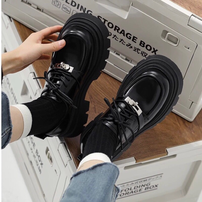 Giày Oxford nữ cổ thấp buộc dây mác khoá xoay thời trang cao cấp