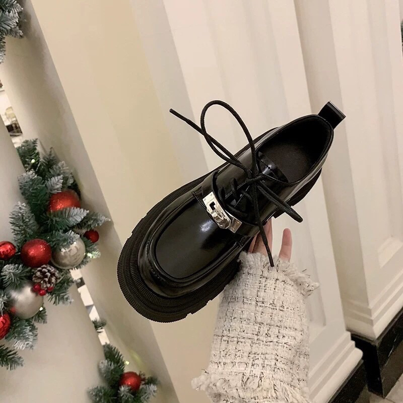 Giày Oxford nữ cổ thấp buộc dây mác khoá xoay thời trang cao cấp