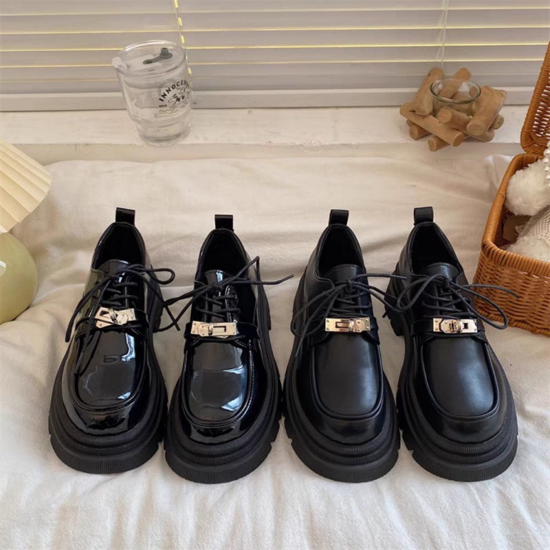 Giày Oxford nữ cổ thấp buộc dây mác khoá xoay thời trang cao cấp