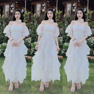 đầm maxi tơ bèo ( kèm tag hoa )