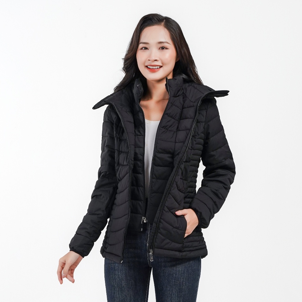 Áo khoác nữ DKNY màu đen, dáng dài, hàng xuất dư chuẩn chính hãng, siêu nhẹ, thời trang