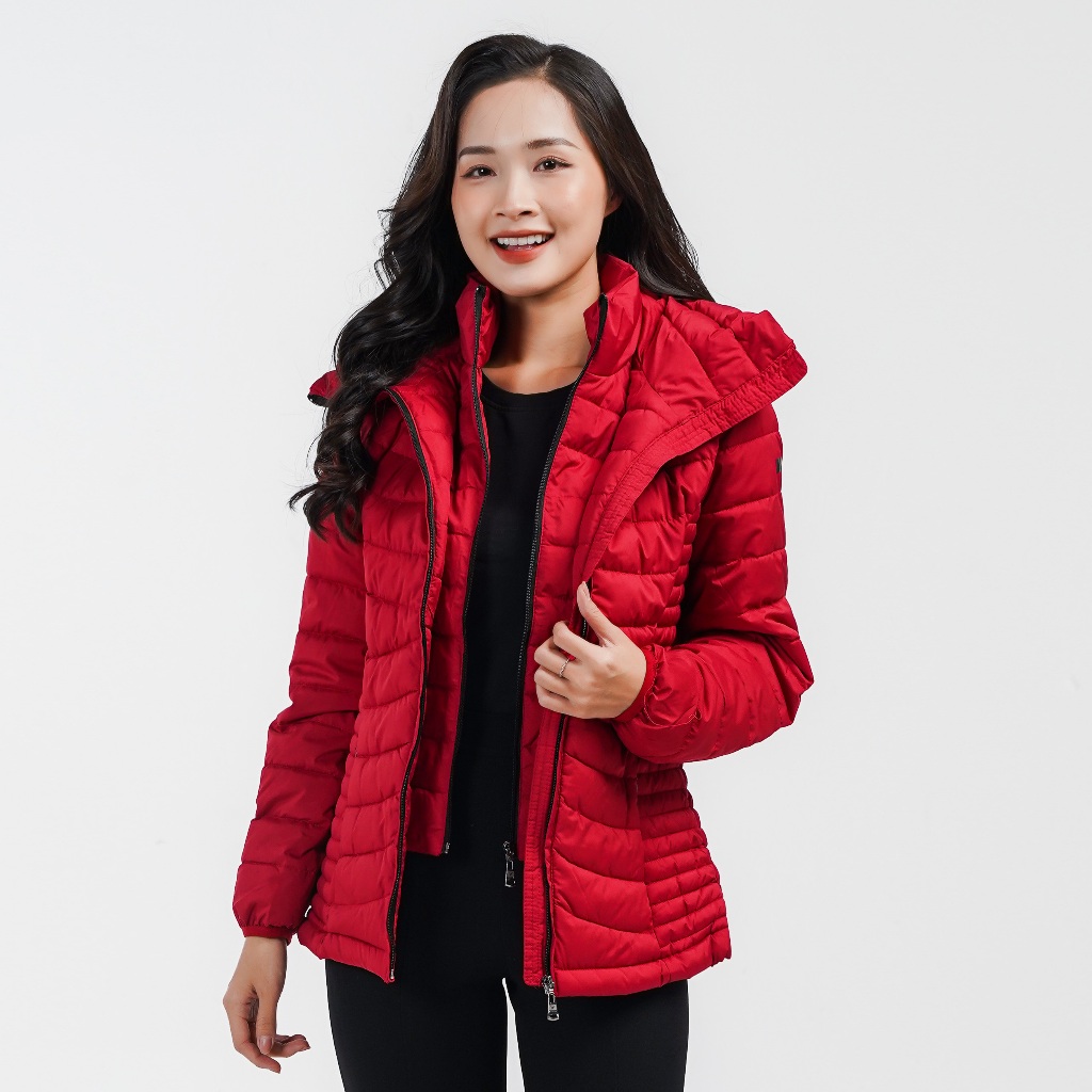 Áo khoác nữ DKNY màu đỏ, dáng dài, hàng xuất dư chuẩn chính hãng, siêu nhẹ, thời trang