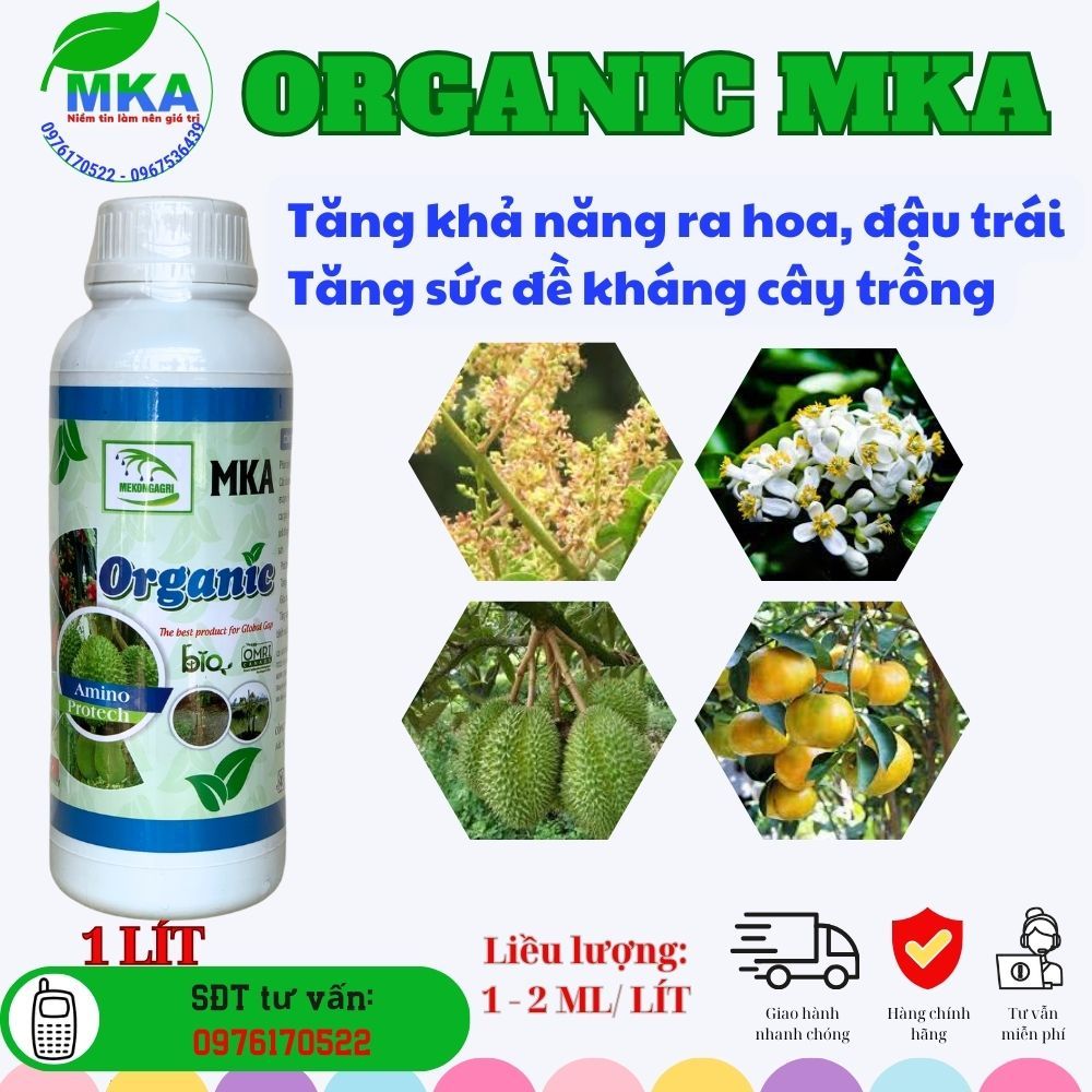 Phân bón Organic MKA, Amino acid 20% - dưỡng bộ rễ phát triển, xanh lá, tăng ra hoa đậu trái