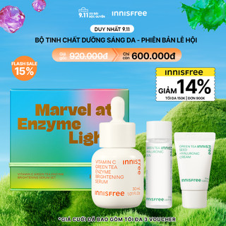 HOLIDAY SET - Bộ tinh chất dưỡng sáng da INNISFREE Vitamin C Green Tea Enzyme Brightening Serum phiên bản lễ hội