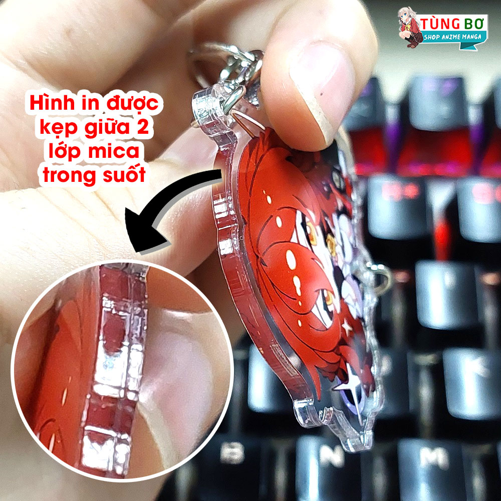 Móc Khóa Genshin Impact In Ép Mica 2 Mặt