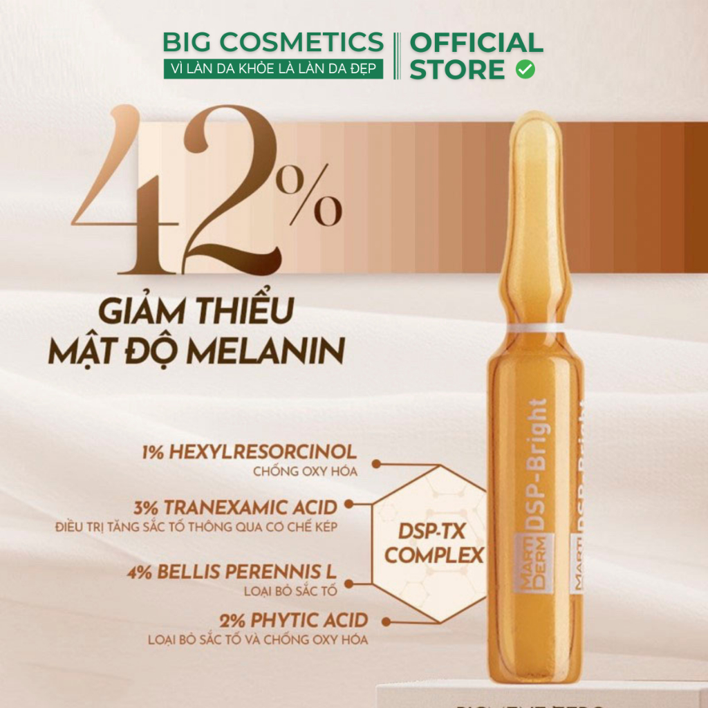 Ampoule Dưỡng Sáng Đều Màu Da, Giảm Đốm Sắc Tố MartiDerm PIGMENT ZERO DSP BRIGHT