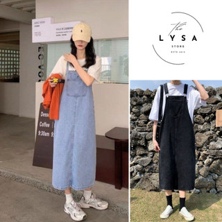 Váy yếm jean nữ dáng dài vừa dịu dàng vừa cá tính màu đen xanh dày dặn Lysa store